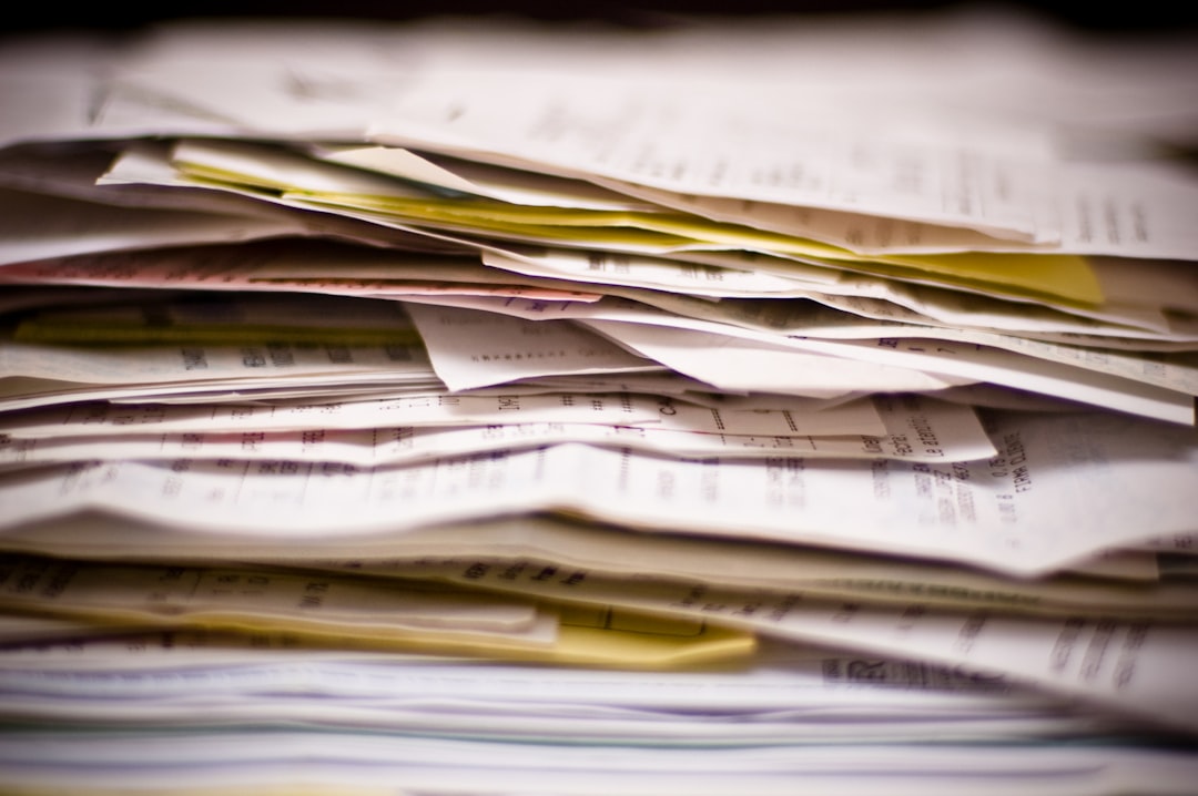 A close-up of a stack of papers.